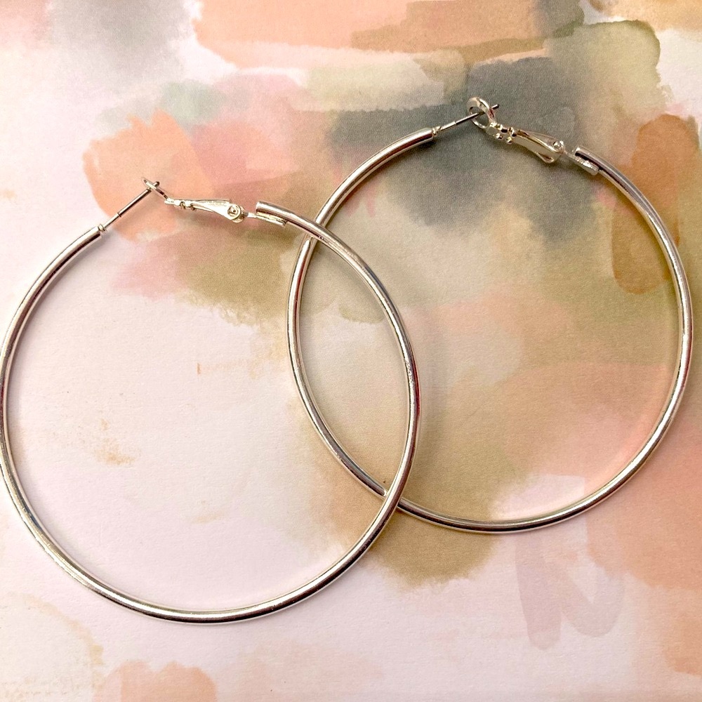 BIG Silver Hoop Earrings
